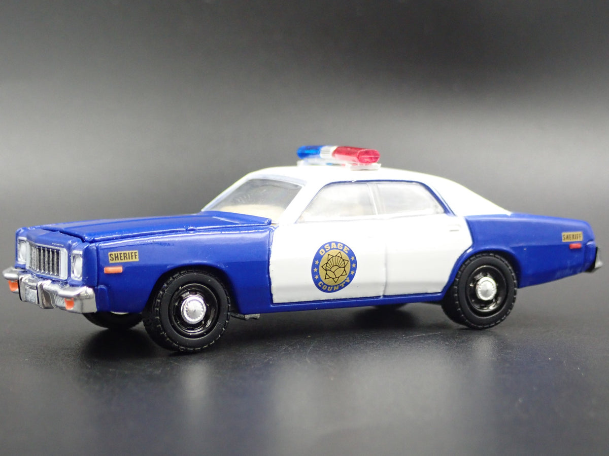 1975 75 PLYMOUTH FURY OSAGE COUNTY SHERIFF 1:64 SCALE DIORAMA DIECAST MODEL CAR-Burning Rubber Toy Company