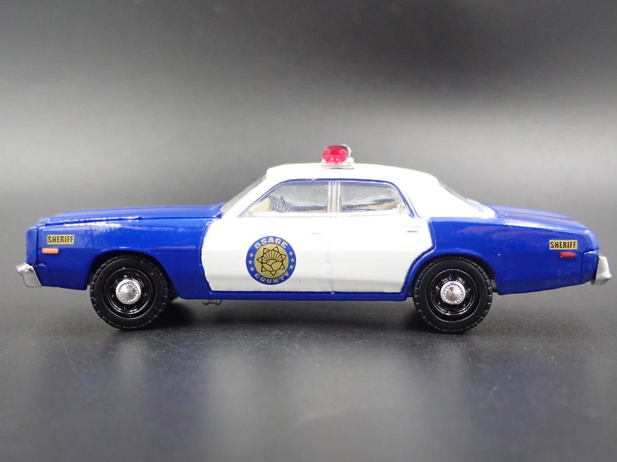 1975 75 PLYMOUTH FURY OSAGE COUNTY SHERIFF 1:64 SCALE DIORAMA DIECAST MODEL CAR-Burning Rubber Toy Company