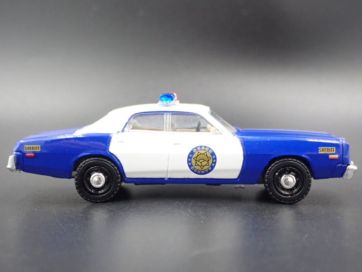 1975 75 PLYMOUTH FURY OSAGE COUNTY SHERIFF 1:64 SCALE DIORAMA DIECAST MODEL CAR-Burning Rubber Toy Company