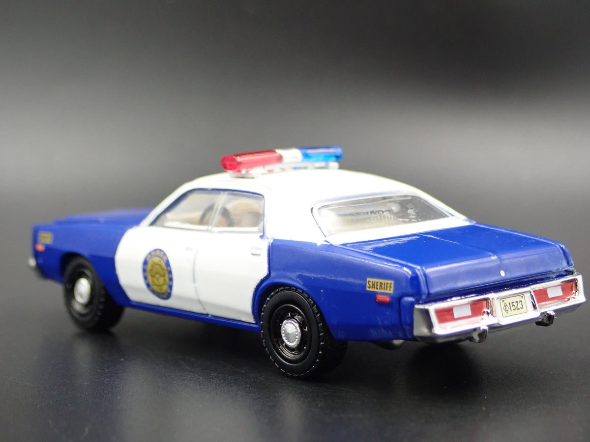 1975 75 PLYMOUTH FURY OSAGE COUNTY SHERIFF 1:64 SCALE DIORAMA DIECAST MODEL CAR-Burning Rubber Toy Company