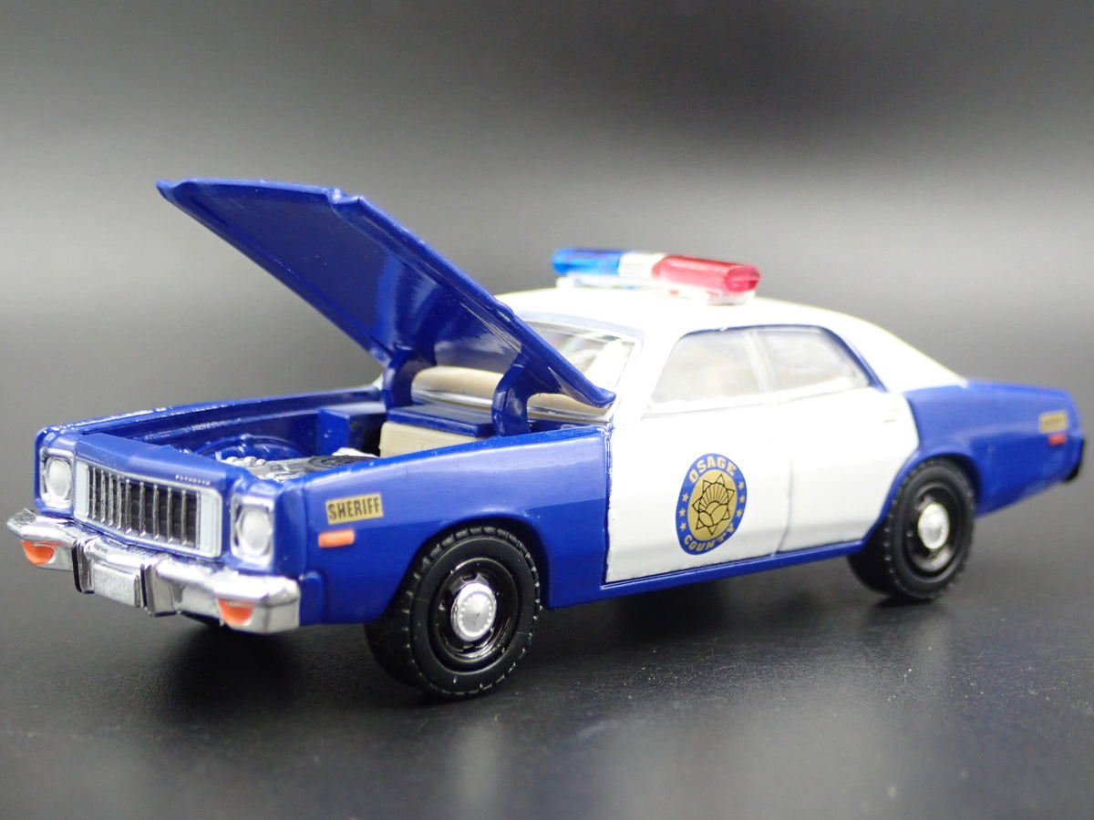 1975 75 PLYMOUTH FURY OSAGE COUNTY SHERIFF 1:64 SCALE DIORAMA DIECAST MODEL CAR-Burning Rubber Toy Company