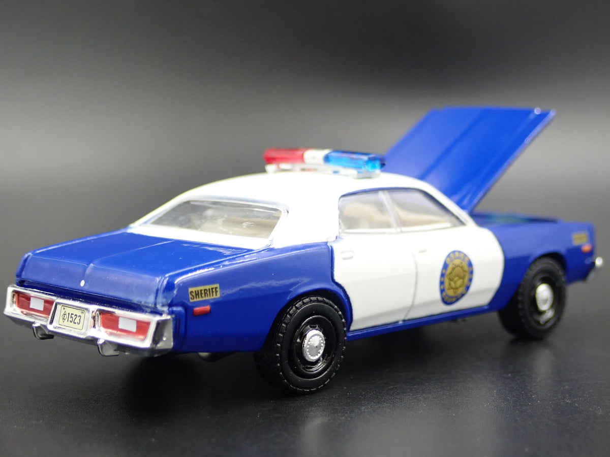 1975 75 PLYMOUTH FURY OSAGE COUNTY SHERIFF 1:64 SCALE DIORAMA DIECAST MODEL CAR-Burning Rubber Toy Company