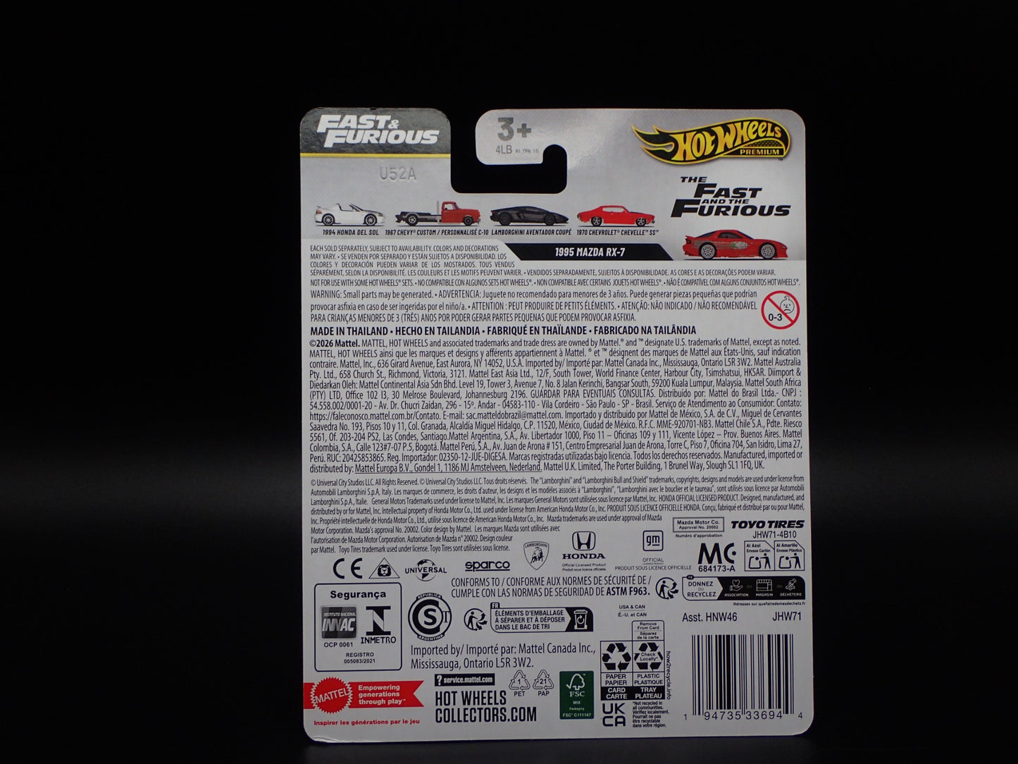 2026 HOT WHEELS PREMIUM FAST & FURIOUS 25YR 1/5 1995 MAZDA RX7 RED CHASE