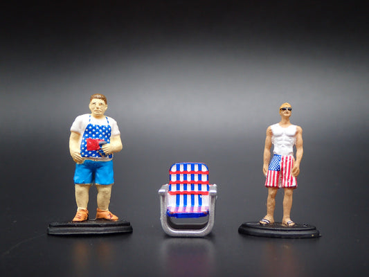 COOK CHEF & USA 4TH OF JULY MUSCLE MAN & CHAIR 1:64 SCALE MODEL DIORAMA FIGURES