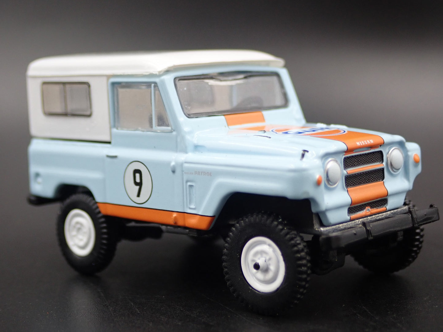 1960-1980 NISSAN PATROL SUV TRUCK GULF RACING BLUE 1:64 SCALE DIECAST MODEL CAR