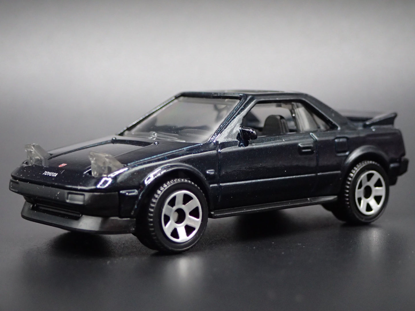 1984-1989 TOYOTA MR2 LIGHTS UP BLACK 1/64 SCALE COLLECTIBLE DIECAST MODEL CAR
