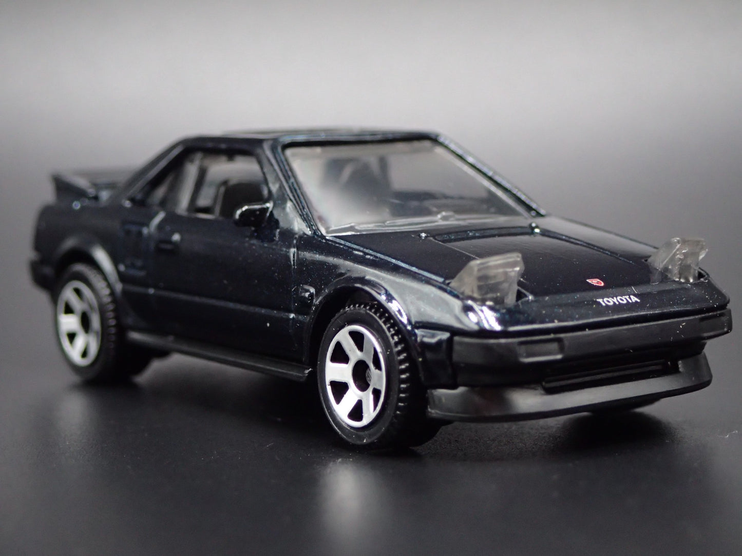 1984-1989 TOYOTA MR2 LIGHTS UP BLACK 1/64 SCALE COLLECTIBLE DIECAST MODEL CAR