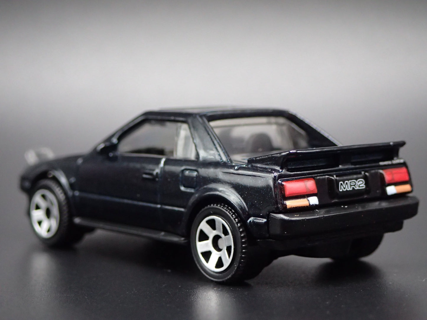 1984-1989 TOYOTA MR2 LIGHTS UP BLACK 1/64 SCALE COLLECTIBLE DIECAST MODEL CAR