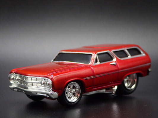 1965 65 CHEVY CHEVROLET CHEVELLE WAGON RED 1:64 SCALE DIORAMA DIECAST MODEL CAR