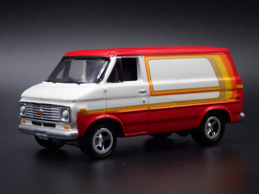 1971-1995 CHEVY CHEVROLET G20 VAN RED RARE 1:64 SCALE DIORAMA DIECAST MODEL CAR