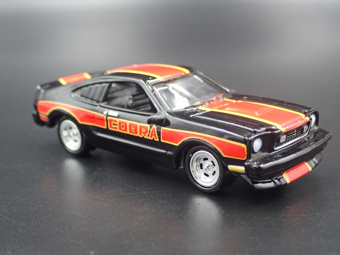 1978 78 FORD MUSTANG II COBRA II BLACK 1:64 SCALE COLLECTIBLE DIECAST MODEL CAR