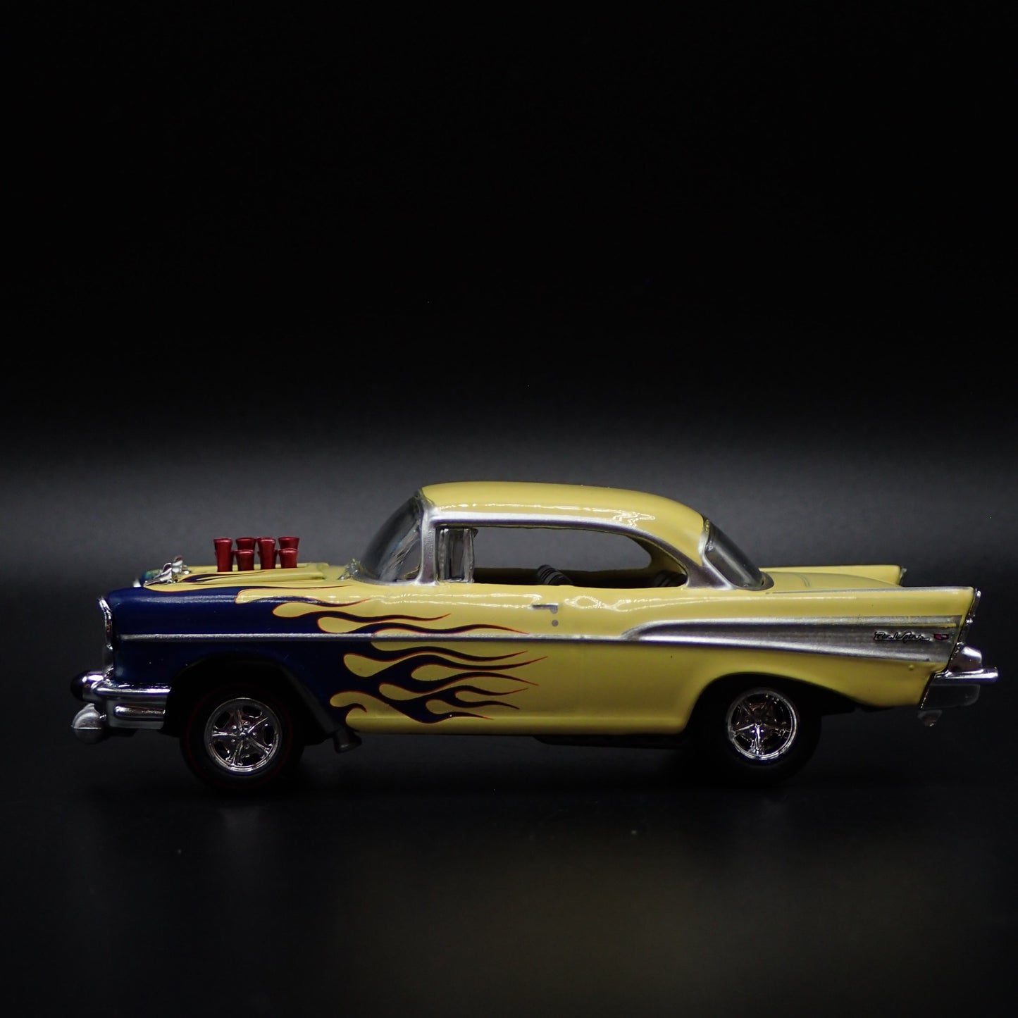1957 57 CHEVY CHEVROLET BEL AIR GASSER NHRA YELLOW 1:64 SCALE DIECAST MODEL CAR