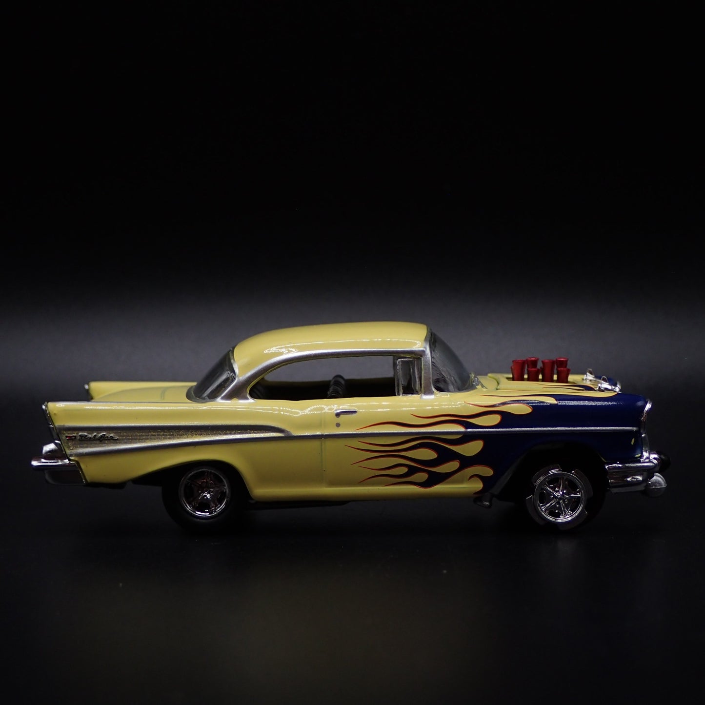 1957 57 CHEVY CHEVROLET BEL AIR GASSER NHRA YELLOW 1:64 SCALE DIECAST MODEL CAR