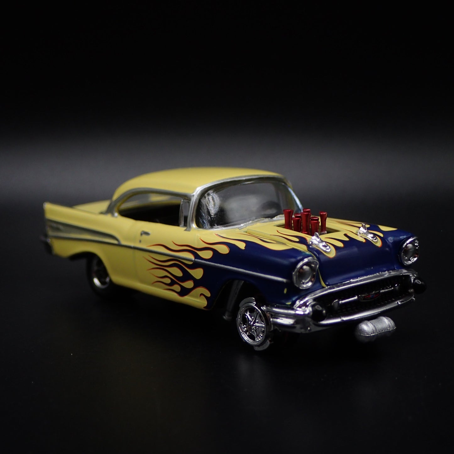 1957 57 CHEVY CHEVROLET BEL AIR GASSER NHRA YELLOW 1:64 SCALE DIECAST MODEL CAR