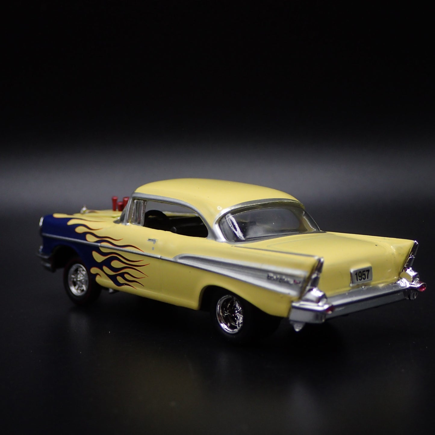 1957 57 CHEVY CHEVROLET BEL AIR GASSER NHRA YELLOW 1:64 SCALE DIECAST MODEL CAR