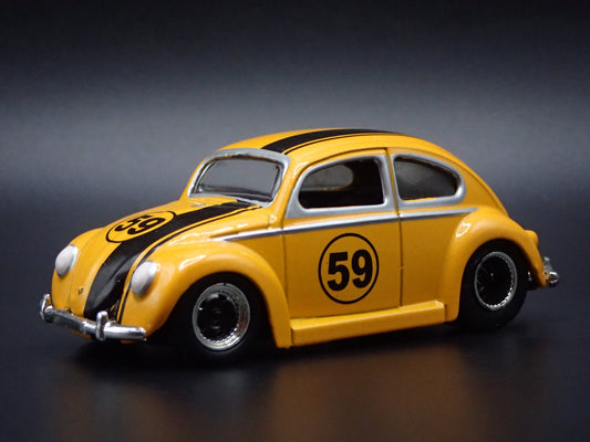 1950- 1959 VW VOLKSWAGEN BEETLE BUG YELLOW 1:64 SCALE DIORAMA DIECAST MODEL CAR