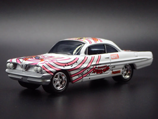 1961 61 PONTIAC VENTURA SPIDERMAN WHITE 1:64 SCALE DIORAMA DIECAST MODEL CAR