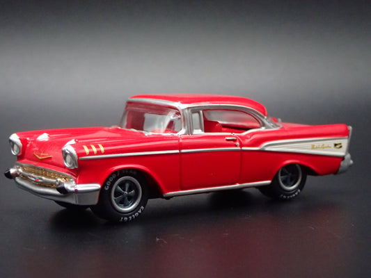 1957 57 CHEVY CHEVROLET BEL AIR RED 1:64 SCALE DIORAMA DIECAST MODEL CAR