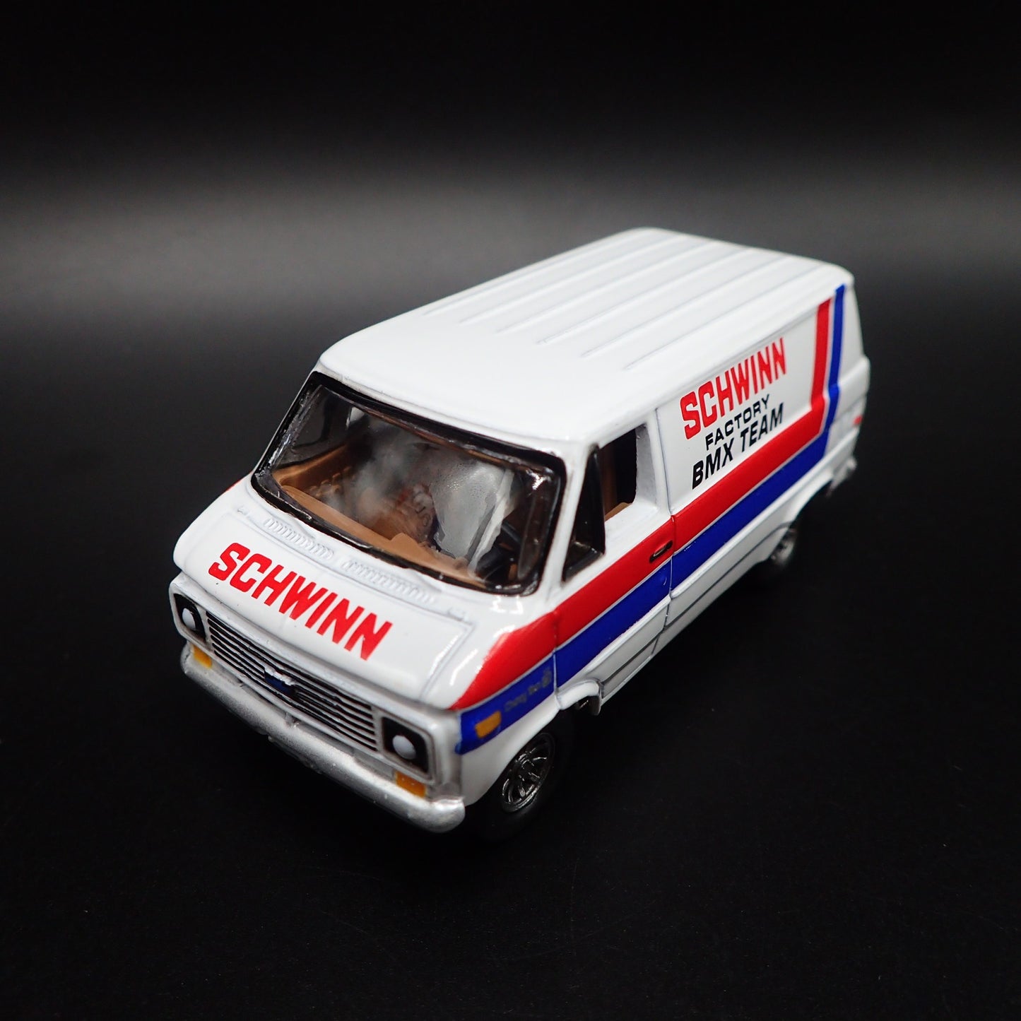 1971-1995 CHEVY CHEVROLET G20 VAN SCHWINN BMX TEAM 1:64 SCALE DIECAST MODEL CAR