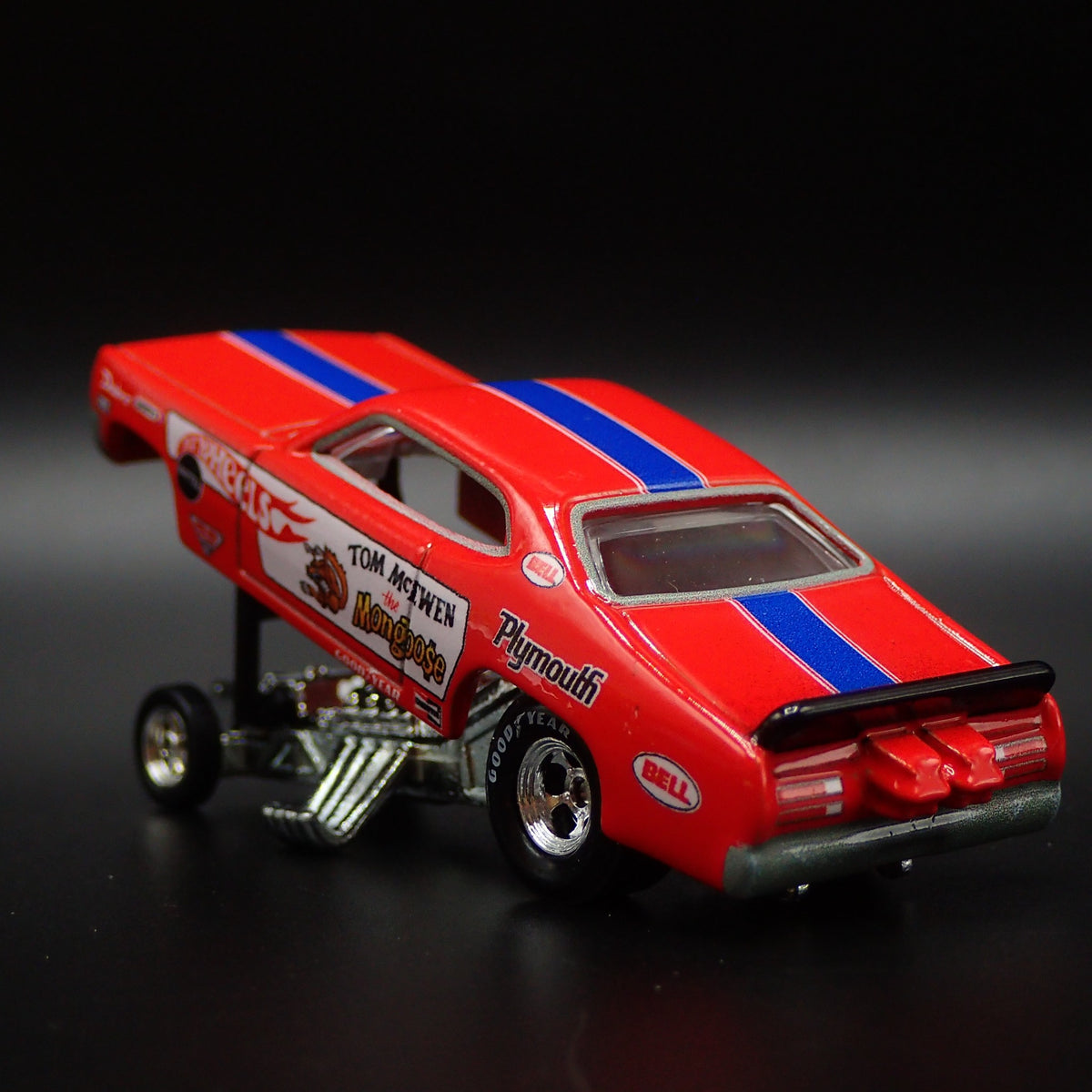 1972 PLYMOUTH DUSTER TOM MCEWEN MONGOOSE HOT WHEELS 1/64 SCALE DIECAST MODEL CAR-Burning Rubber Toy Company