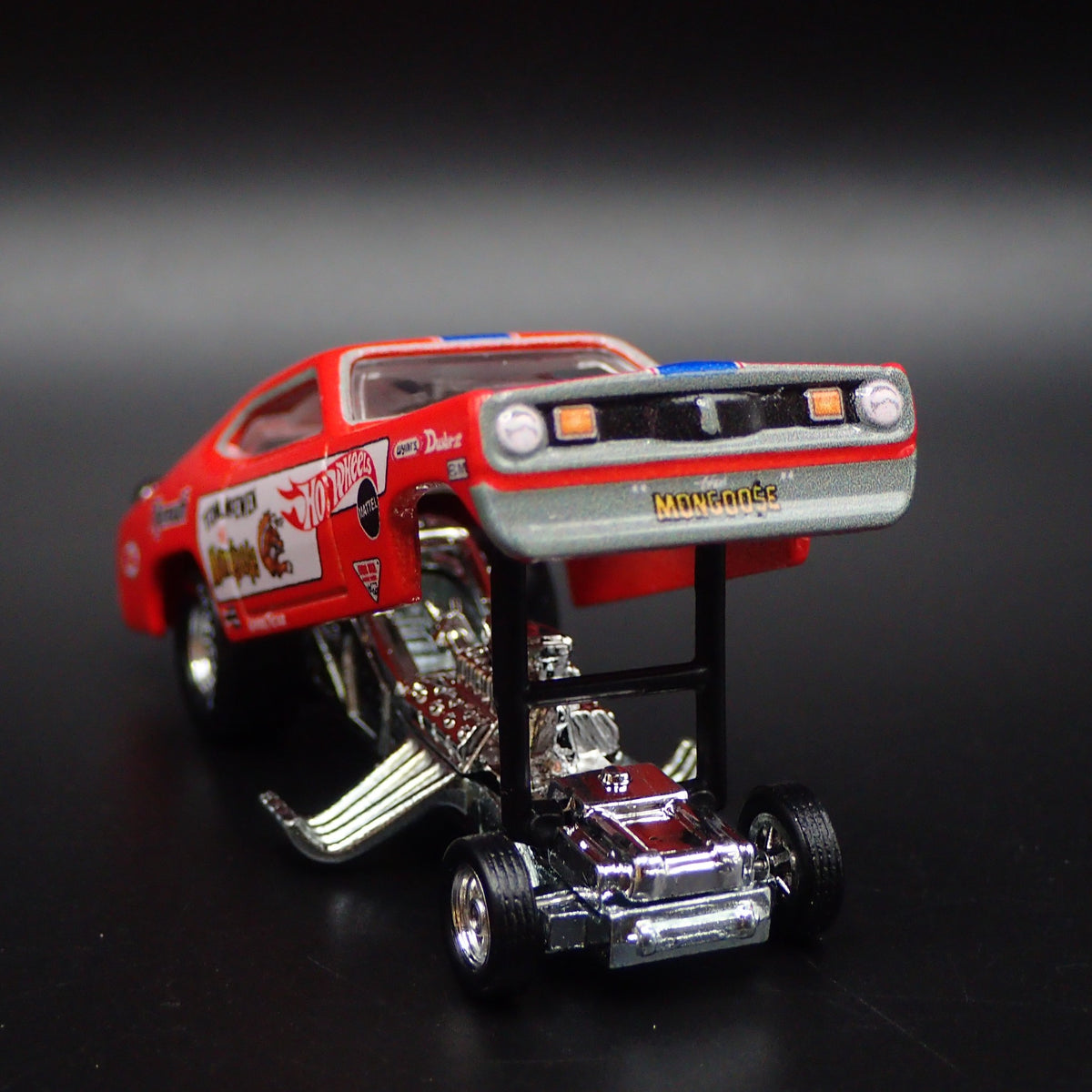 1972 PLYMOUTH DUSTER TOM MCEWEN MONGOOSE HOT WHEELS 1/64 SCALE DIECAST MODEL CAR-Burning Rubber Toy Company