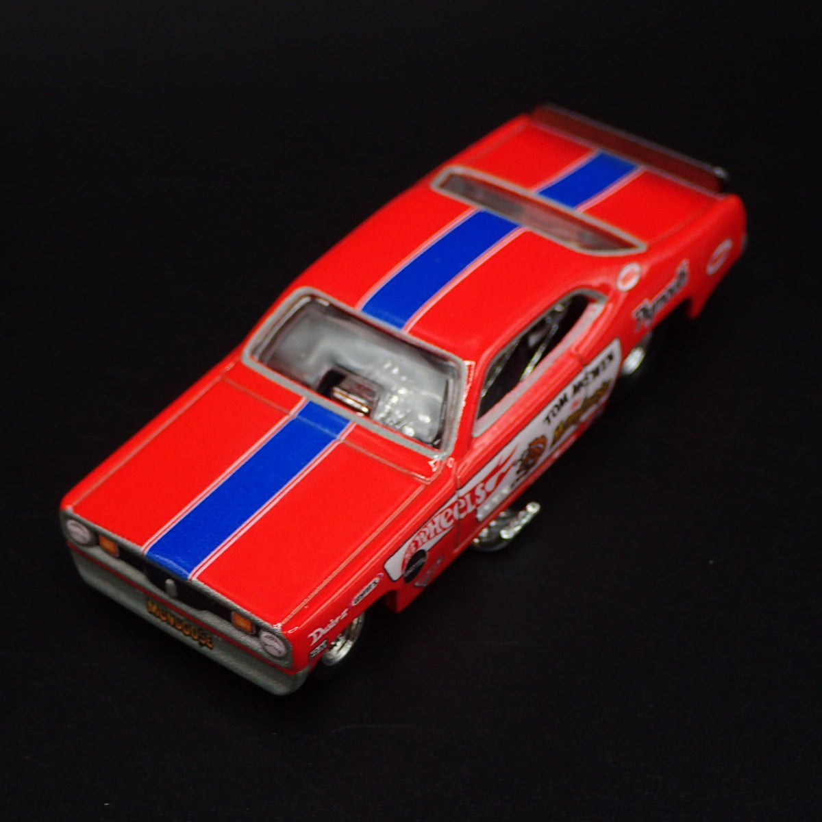1972 PLYMOUTH DUSTER TOM MCEWEN MONGOOSE HOT WHEELS 1/64 SCALE DIECAST MODEL CAR-Burning Rubber Toy Company