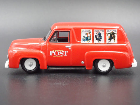1955 55 FORD PANEL DELIVERY POST NEWS RED 1:64 SCALE DIORAMA DIECAST MODEL CAR