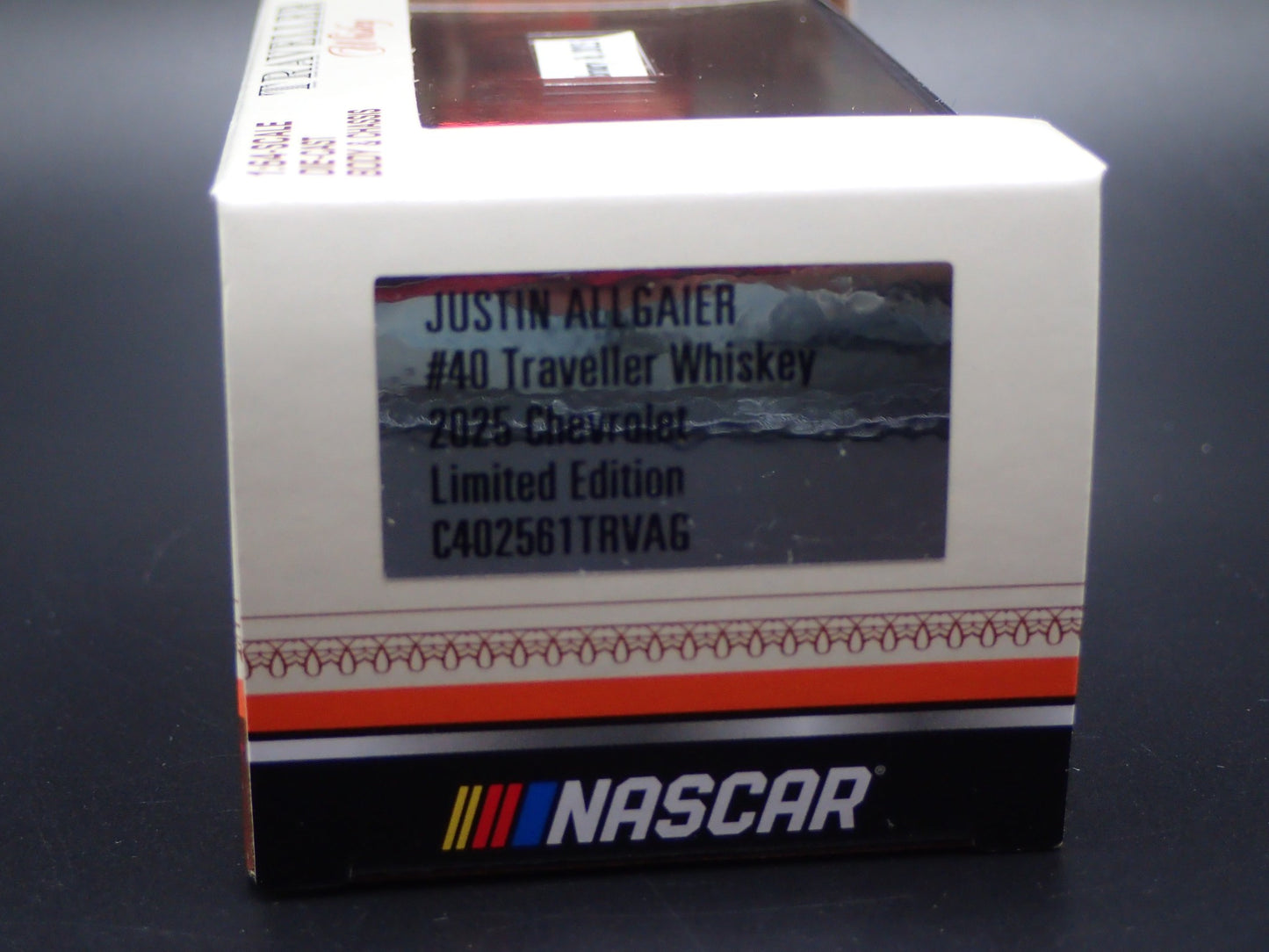2025 CHEVY 40 JUSTIN ALLGAIER TRAVELLER WHISKEY NASCAR 1:64 SCALE DIECAST CAR
