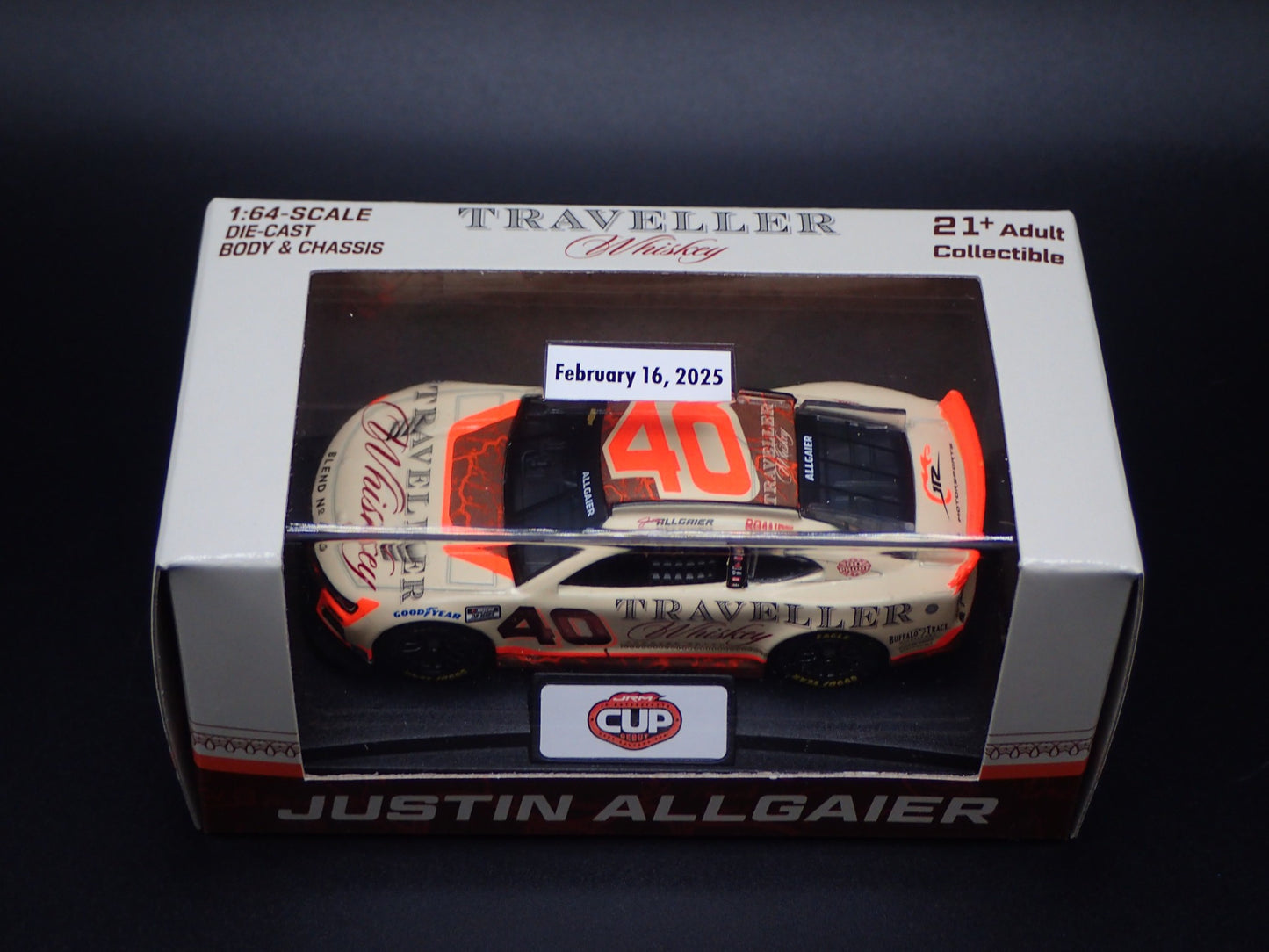2025 CHEVY 40 JUSTIN ALLGAIER TRAVELLER WHISKEY NASCAR 1:64 SCALE DIECAST CAR