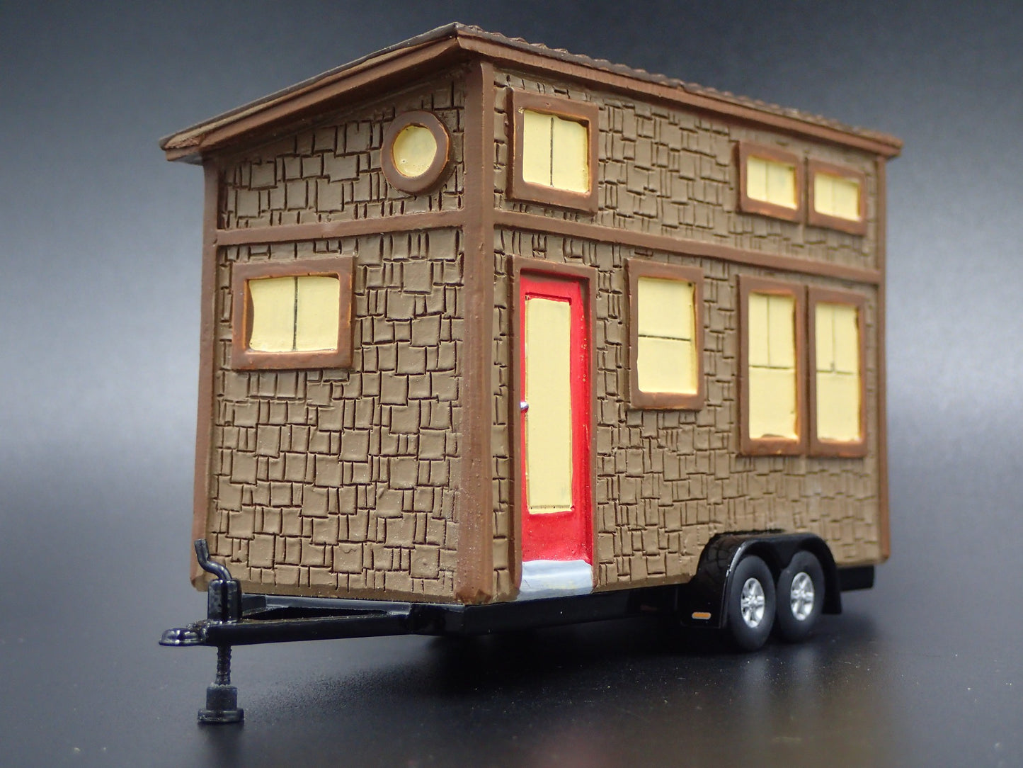 TINY HOUSE HOME FLAT BED TRAILER CAMPER W/ HITCH 1:64 SCALE DIORAMA RESIN MODEL