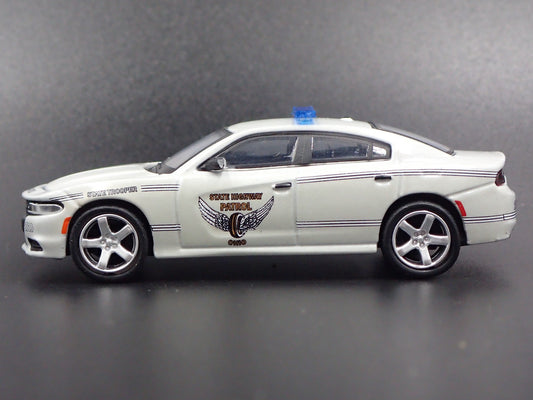 2016 DODGE CHARGER PURSUIT OHIO STATE POLICE RARE 1/64 DIORAMA DIECAST MODEL CAR-Burning Rubber Toy Company