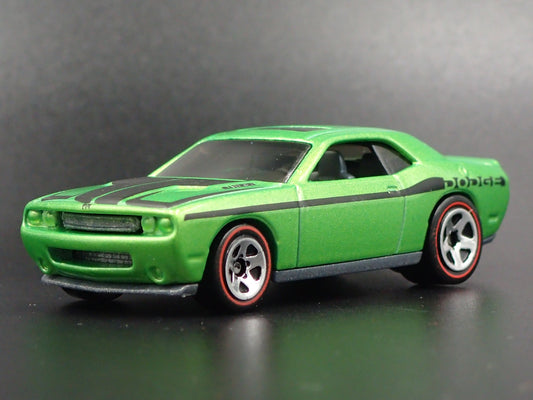 2008-2023 DODGE CHALLENGER SRT8 GREEN 1/64 SCALE DIORAMA DIECAST MODEL CAR