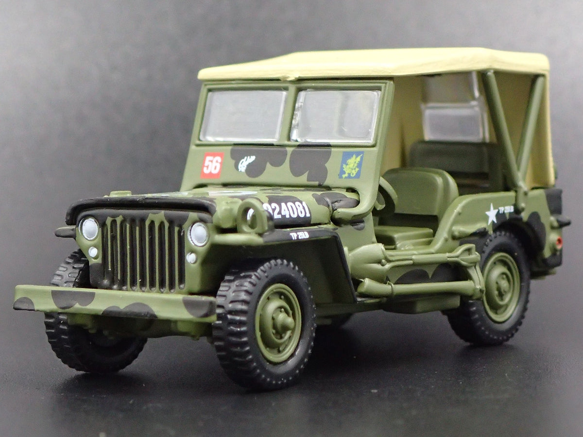 WWII WILLYS MB JEEP ARMY MILITARY RARE 1:64 COLLECTIBLE DIECAST MODEL CAR-Burning Rubber Toy Company