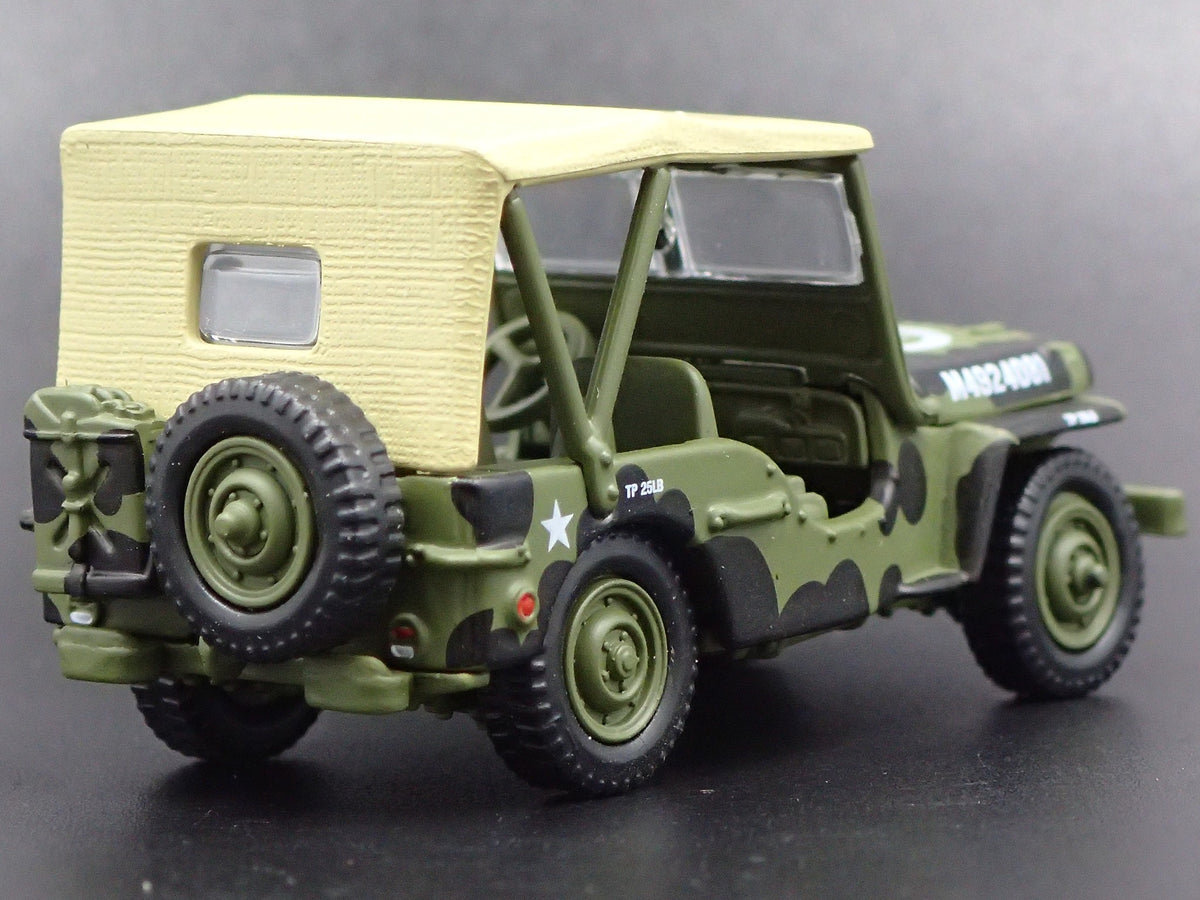 WWII WILLYS MB JEEP ARMY MILITARY RARE 1:64 COLLECTIBLE DIECAST MODEL CAR-Burning Rubber Toy Company