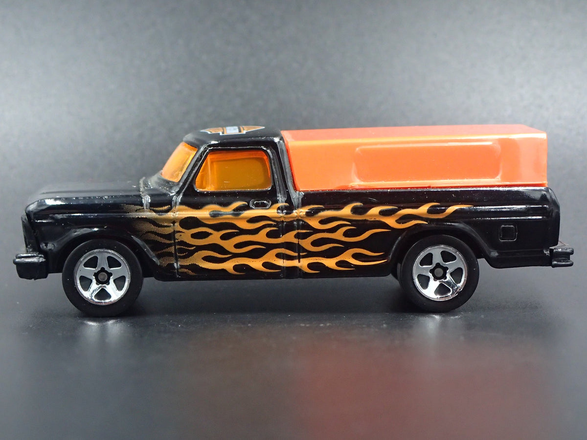 1973-1979 FORD F150 PICKUP TRUCK HARLEY DAVIDSON BLACK 1/64 DIECAST MODEL CAR-Burning Rubber Toy Company