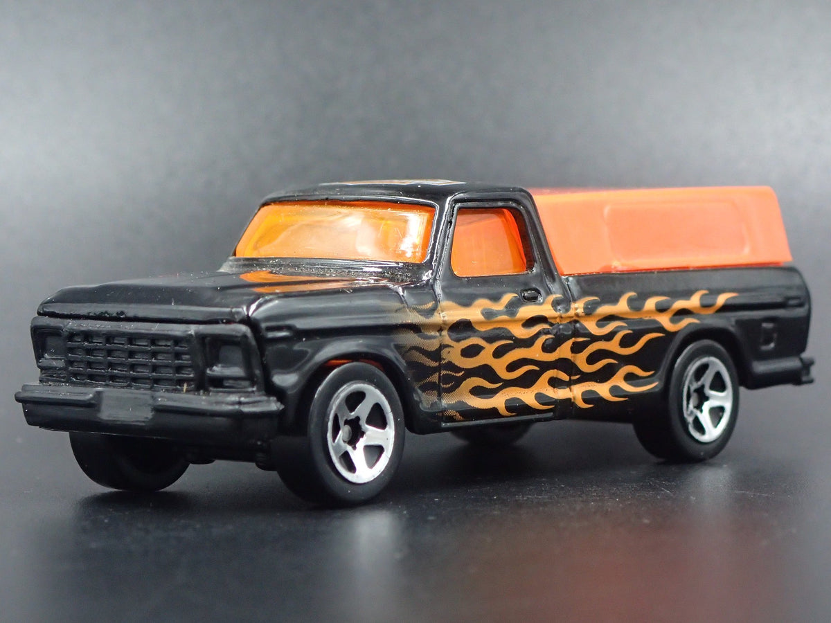 1973-1979 FORD F150 PICKUP TRUCK HARLEY DAVIDSON BLACK 1/64 DIECAST MODEL CAR-Burning Rubber Toy Company