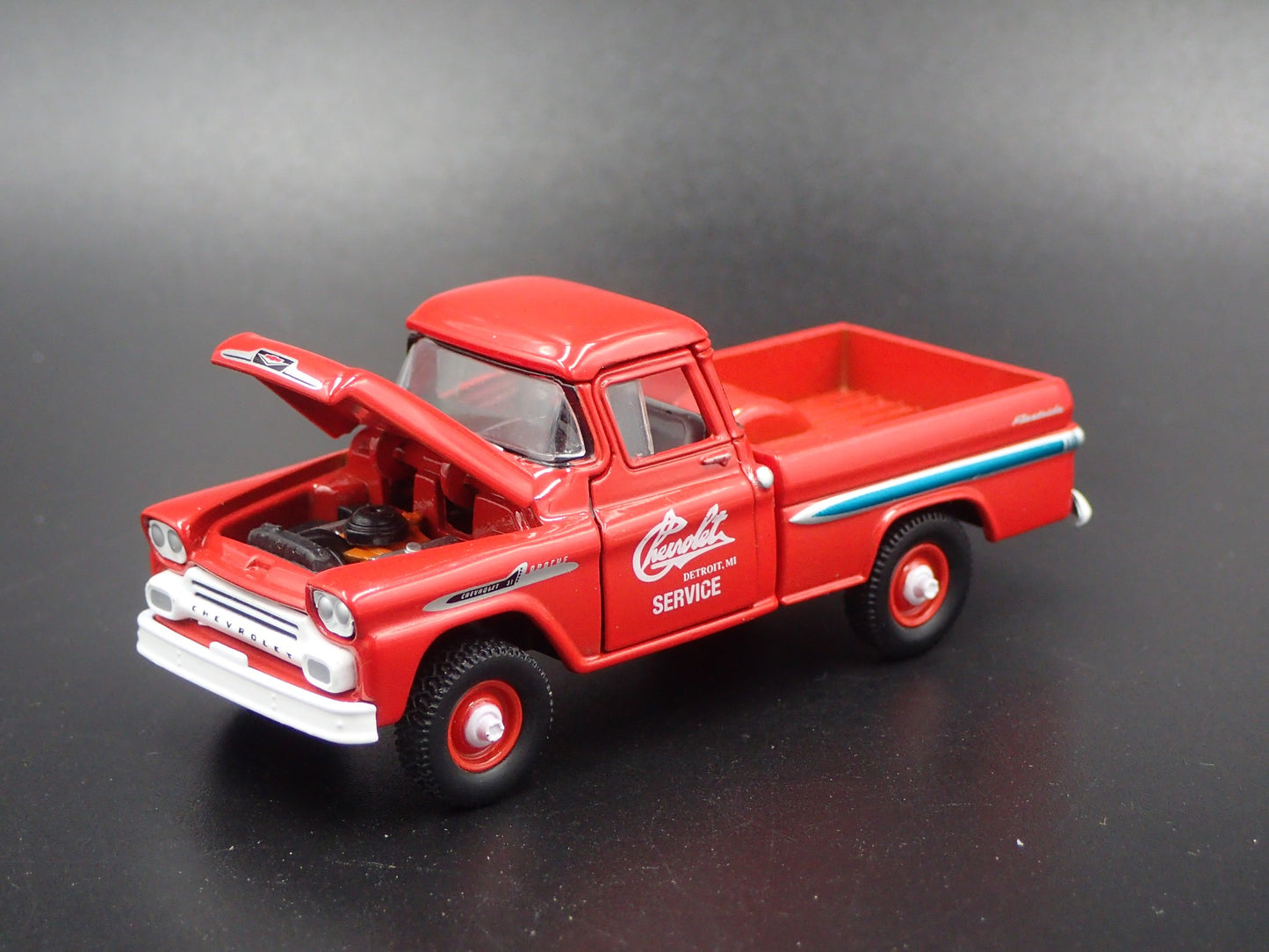 1958 CHEVY CHEVROLET APACHE TRUCK 4X4 RED 1:64 SCALE DIORAMA DIECAST MODEL CAR