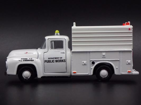 1956 56 FORD F100 PUBLIC WORKS TRUCK WHITE 1:64 SCALE DIORAMA DIECAST MODEL CAR